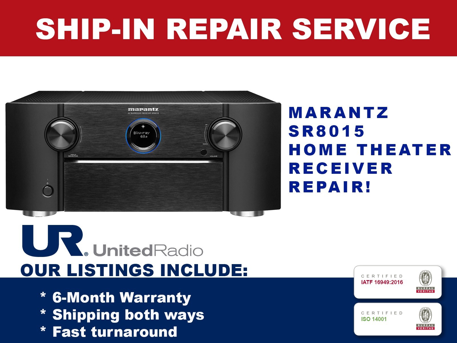 REPAIR SERVICE FOR MARANTZ SR8015 11.2 CHANNEL HOME THEATER RECEIVER