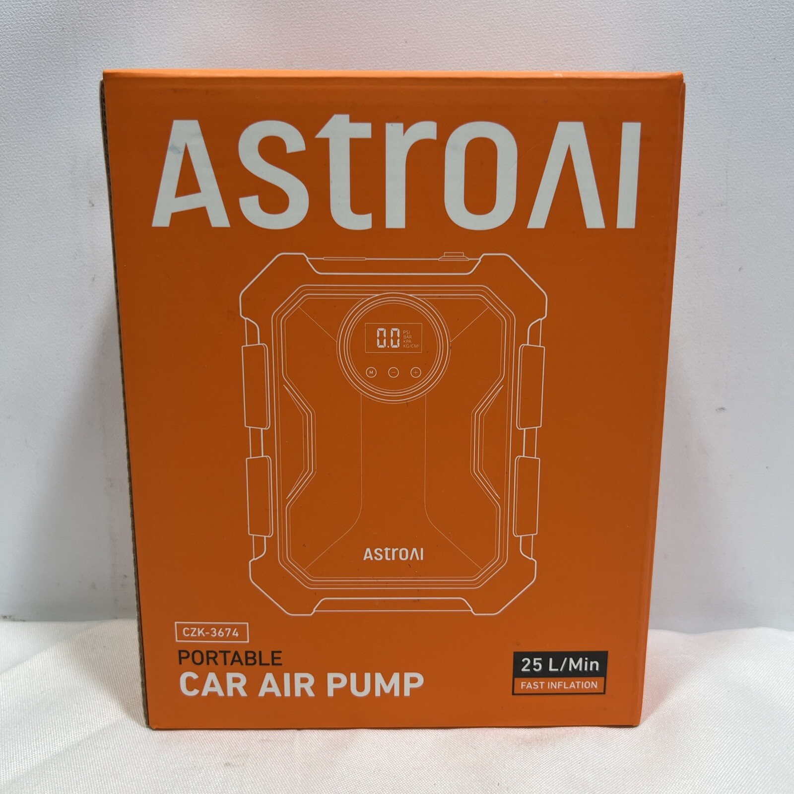Astroai Portable Car Air Pump CZK-3674, Yellow, 25L min, 100PSI ~ NEW