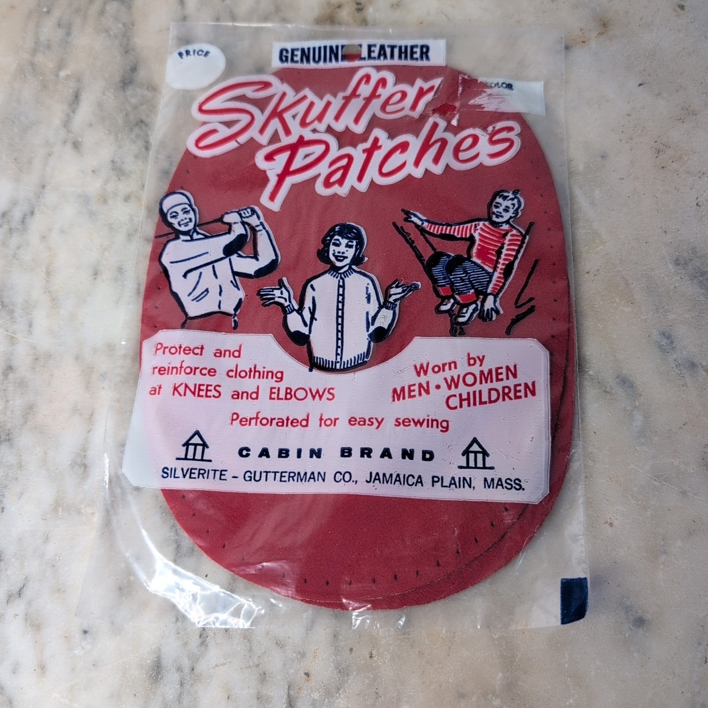 Genuine Leather ' Skuffer ' Elbow Or Knee Patches 2 PCs Red NOS Perforated Sew