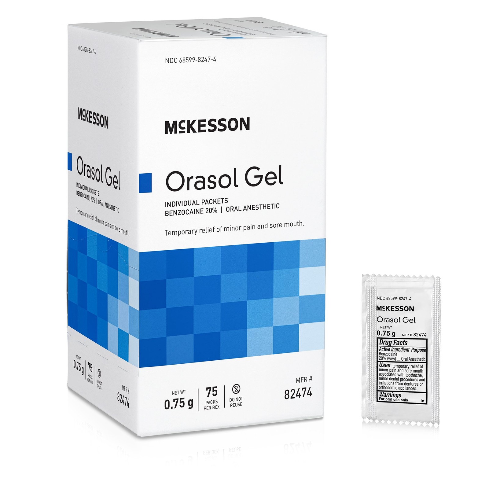 McKesson Peppermint Flavor Oral Pain Relief Benzocaine Oral Gel 0.75 Gram