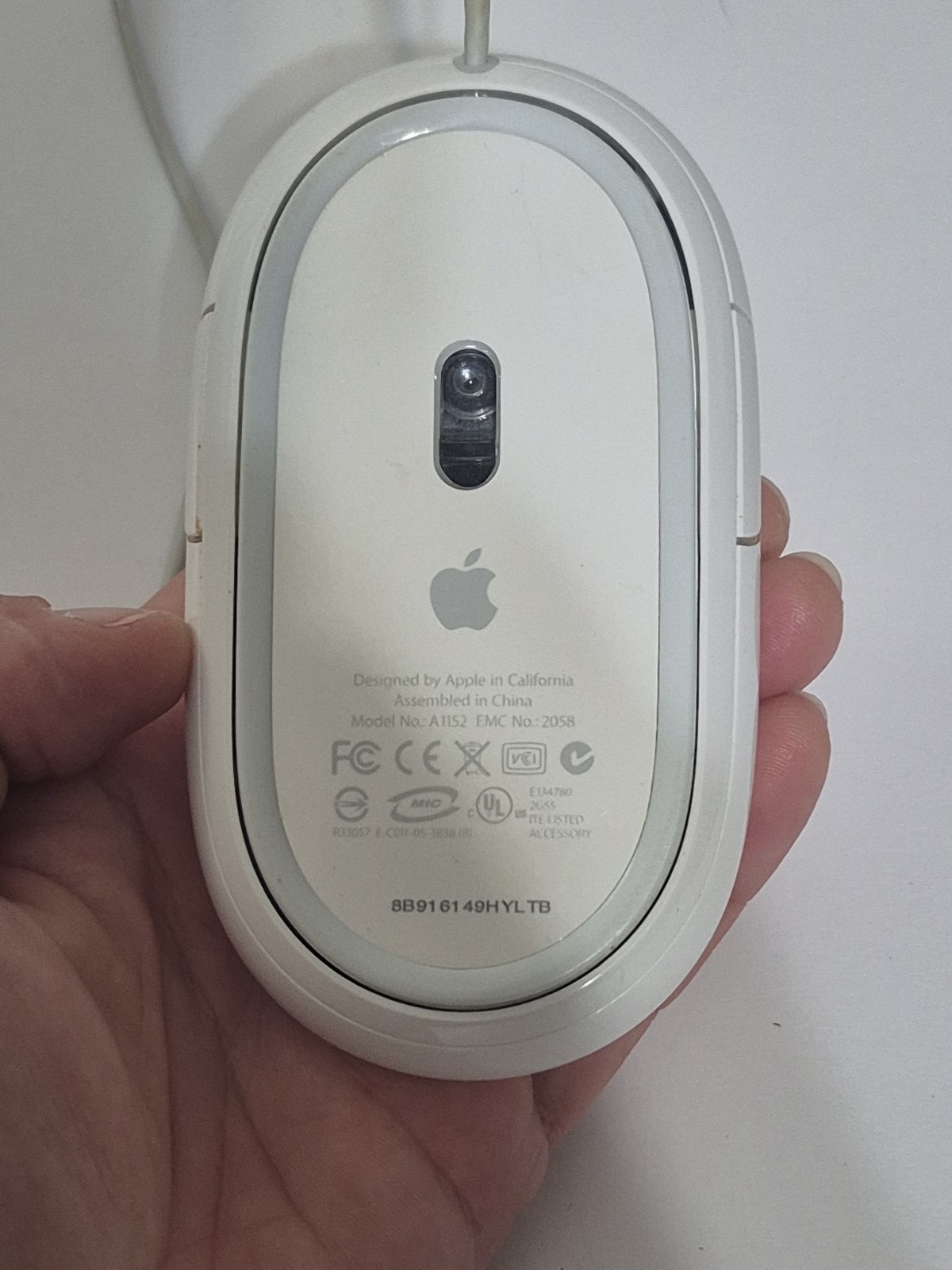 Genuine Apple USB Corded Optical Mighty Mouse Model A1152 White Tested