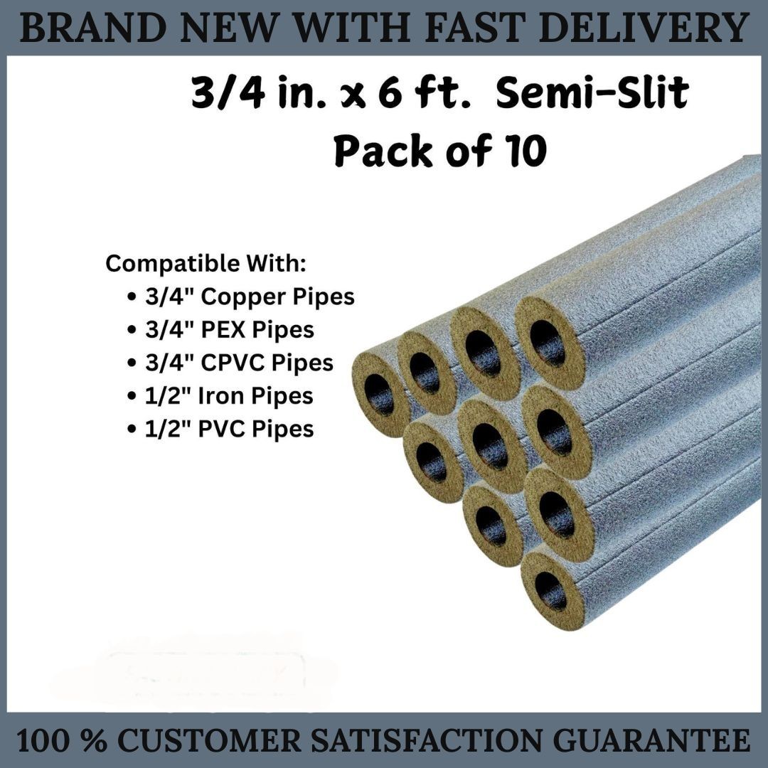 3/4 in. x 6 ft. Foam Semi-Slit Pipe Insulation (Pack of 10)