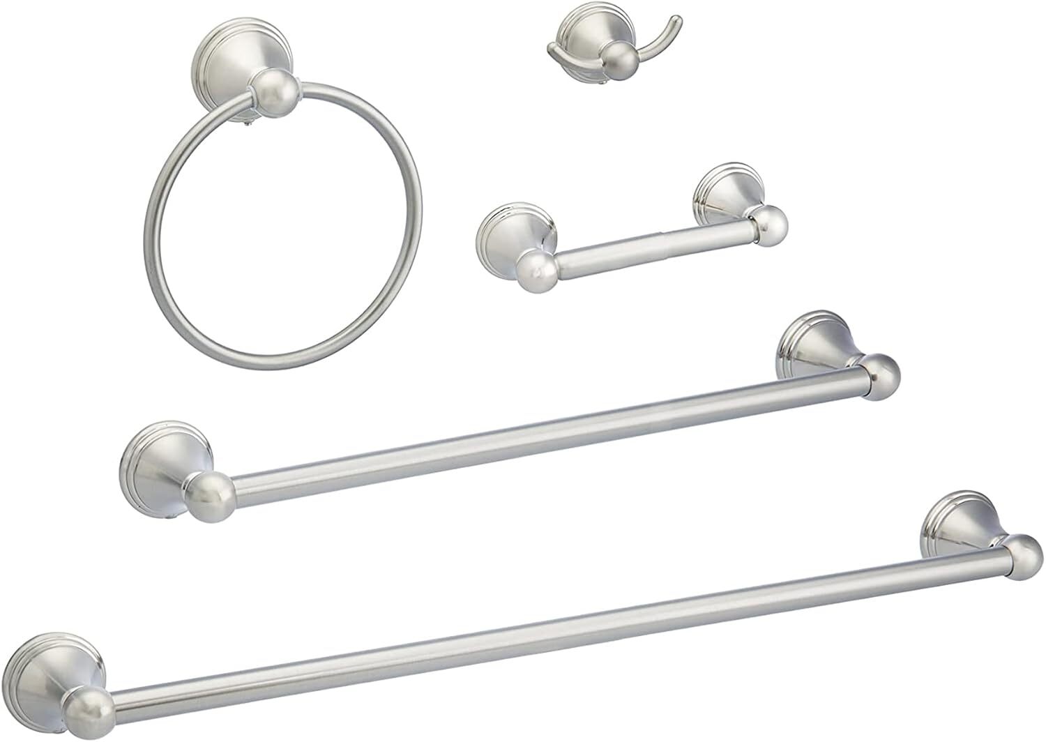 5 Piece, Satin Nicke Bathroom Hardware Set, Variety Pack