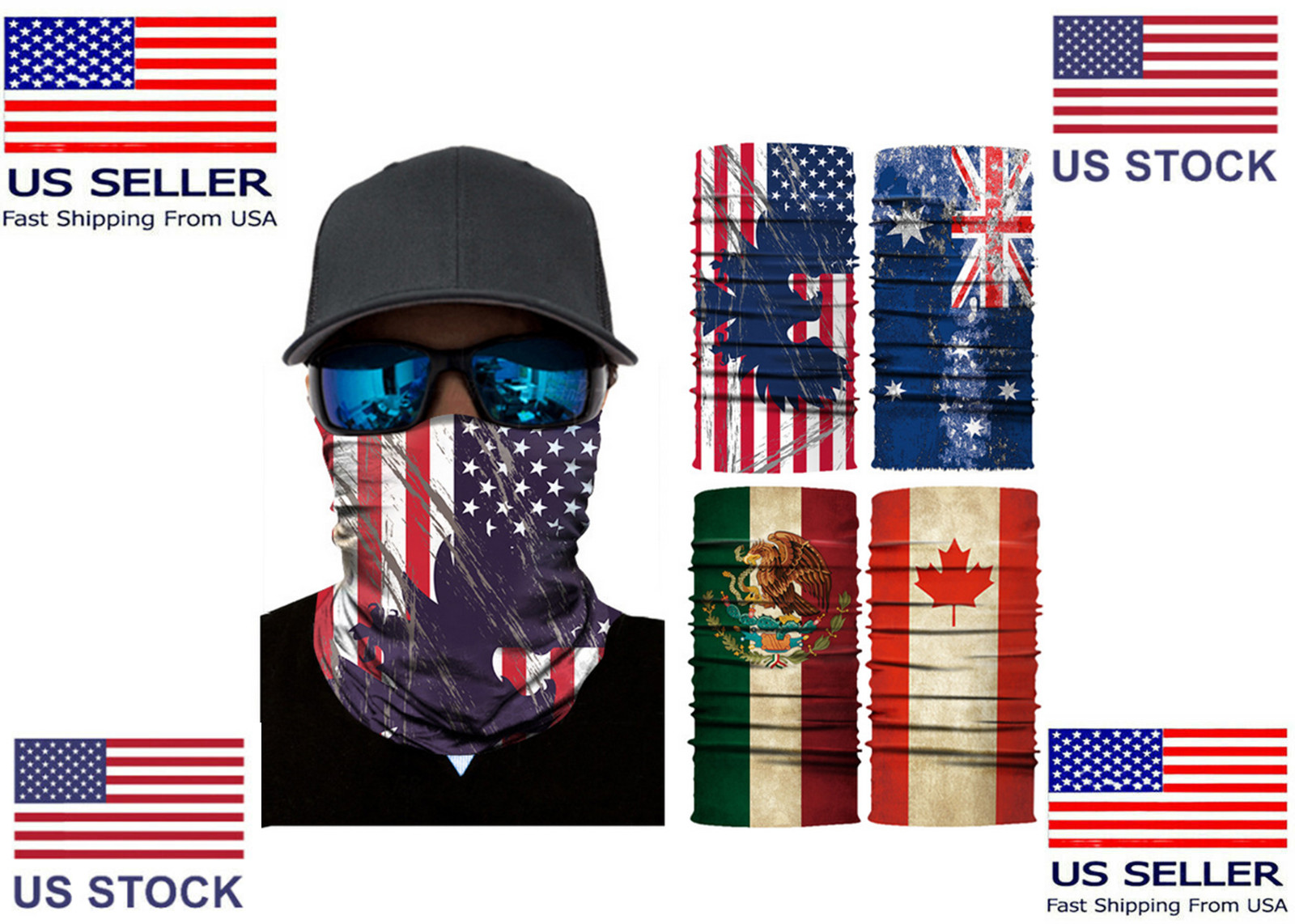 Country Flag Neck Gaiter Bandana Balaclava Face Cover Biker Masks