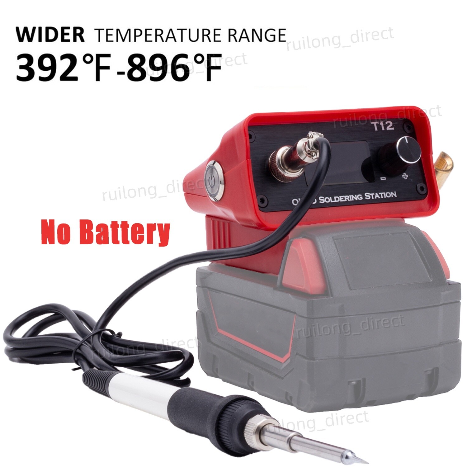 For Milwaukee 18v Battery Portable Soldering Iron Station T12 Tip OLED Digital