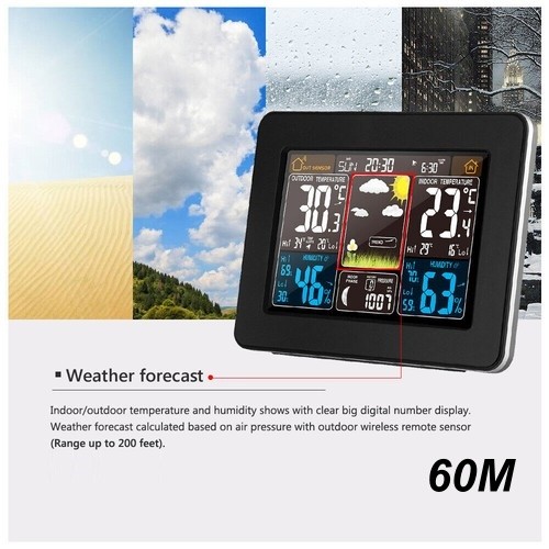 Wireless Weather Station with Color LCD, Indoor Outdoor Thermometer Hygrometer