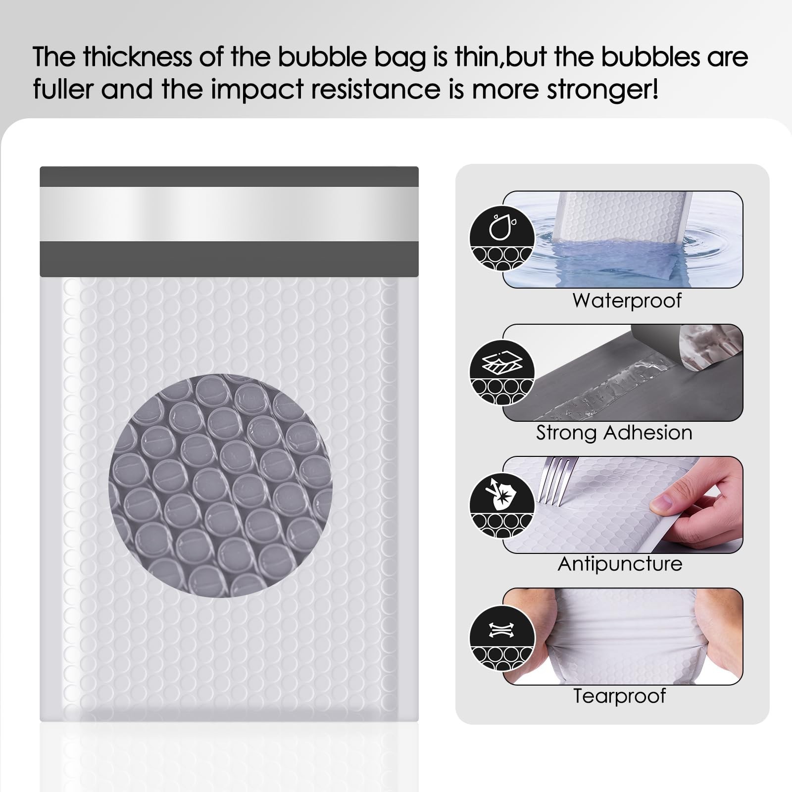 packbabol Bubble Mailers 6x10" 50 Pack Grey and White Padded Envelopes Mailer...