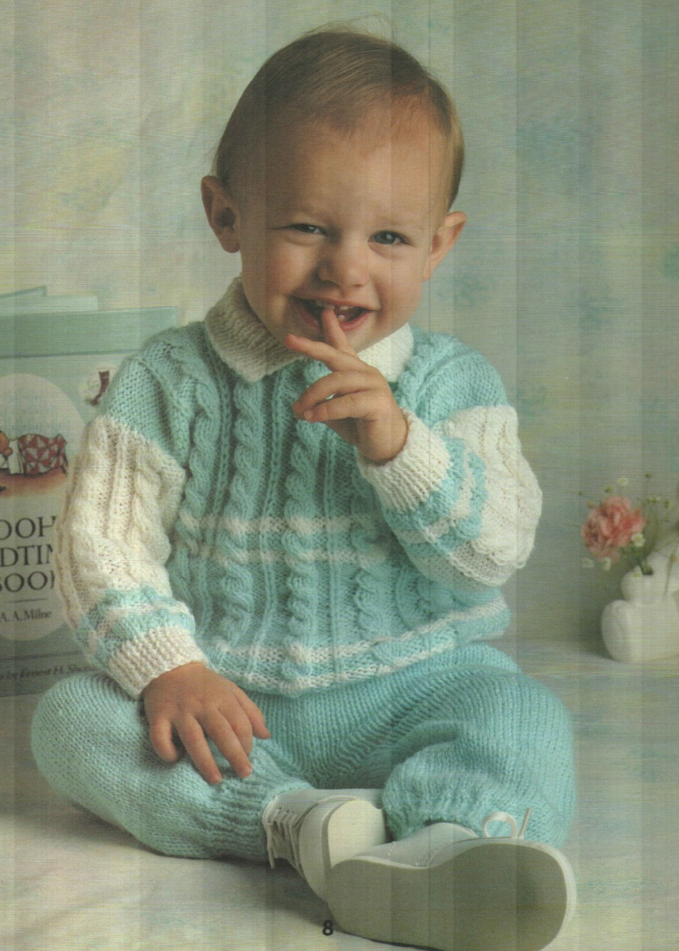 ADORABLE BABIES 3 SWEATERS & PANTS 7 DESIGNS 3 SIZES KNITTING PATTERN BOOK