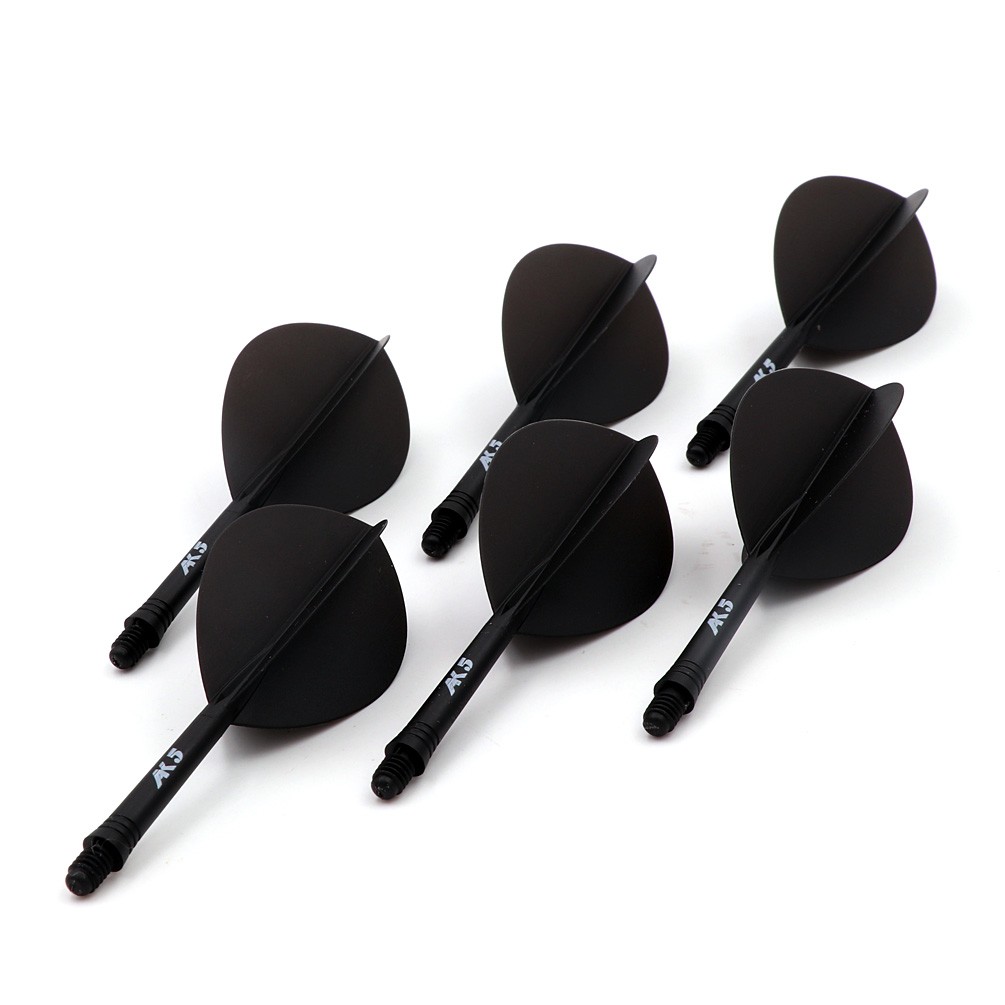 CUESOUL Integrated Dart Shaft and Flights 6 Pieces Teardrop Shape-Black 28mm