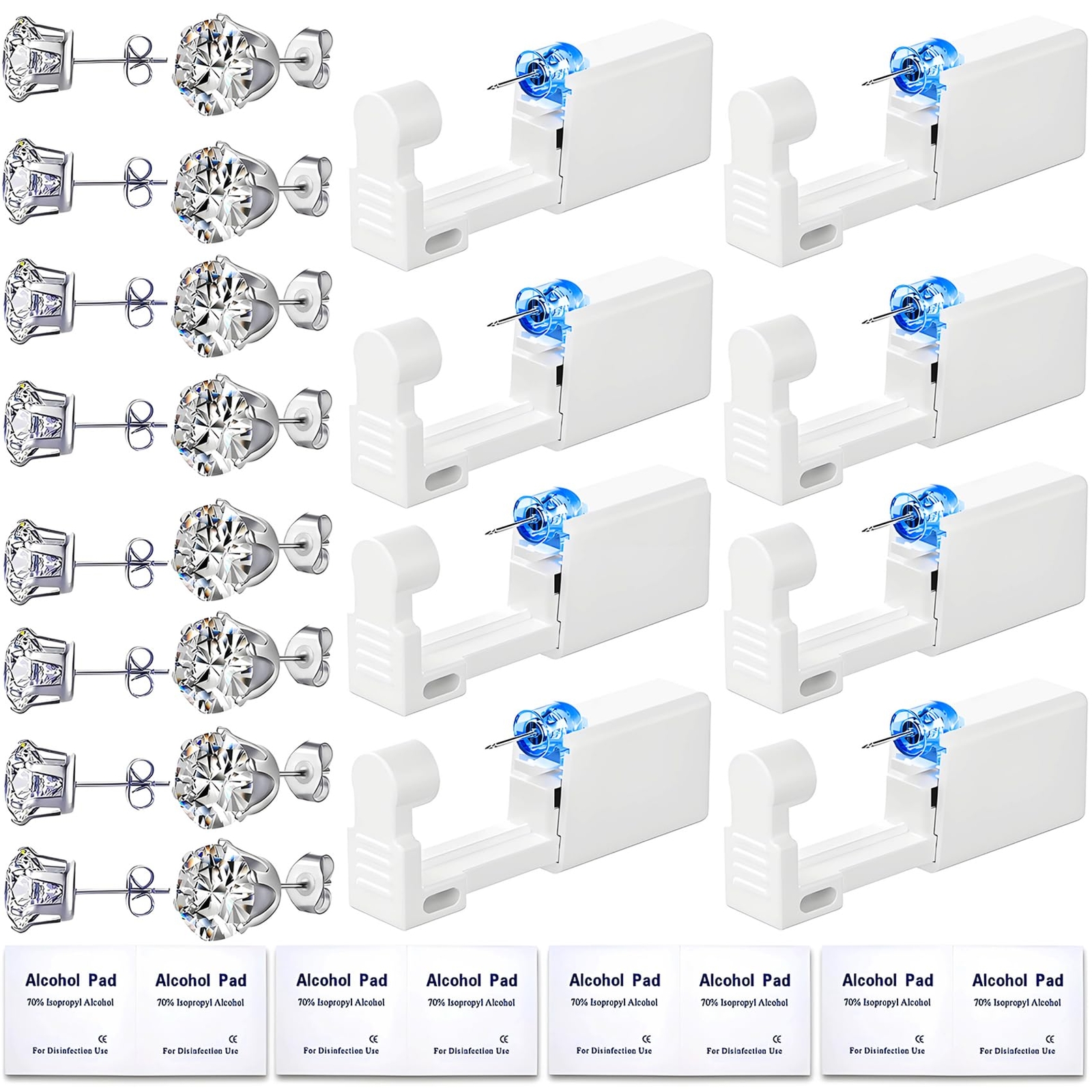 24 Pcs Ear Piercing Kit Disposable Ear Piercing Gun Kit with 8 Pcs Self Pierc...