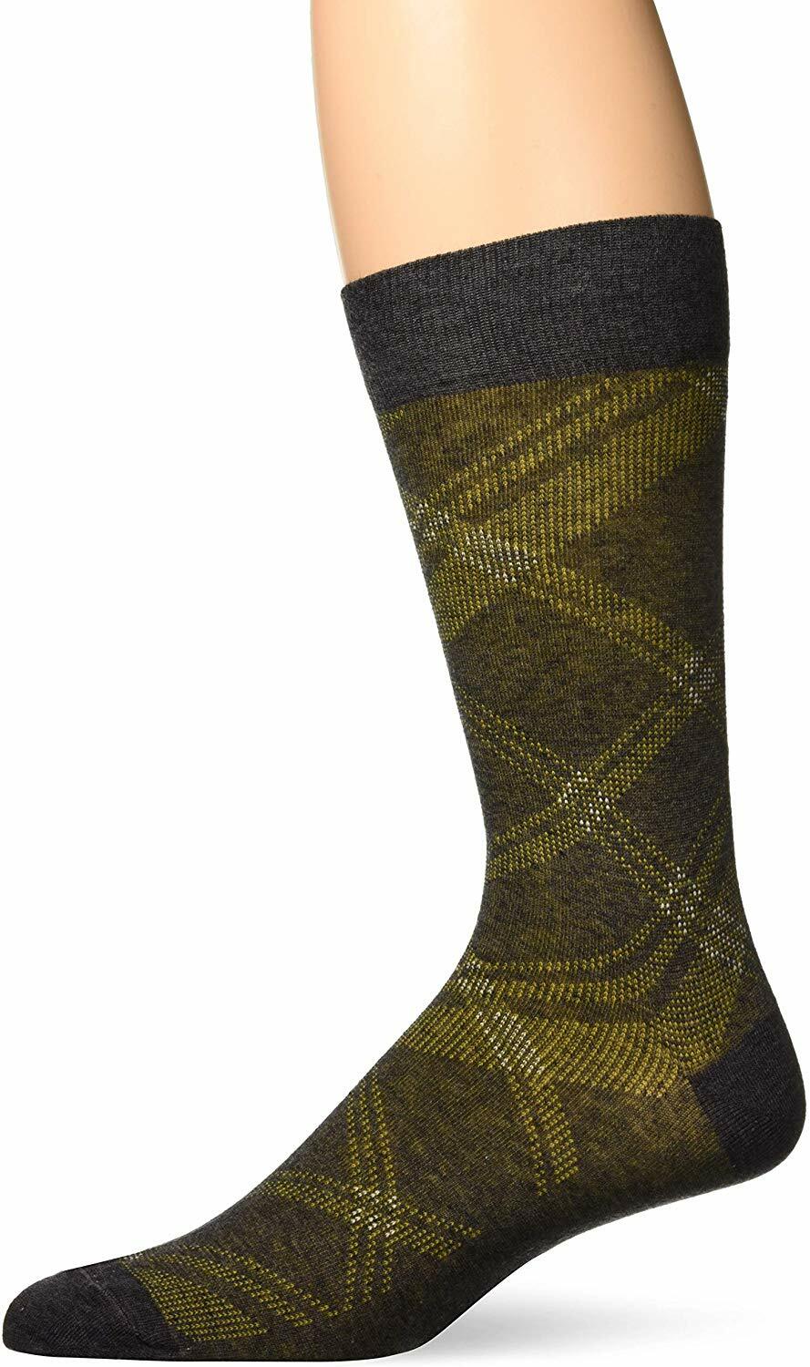 Zanella Dress Socks Charcoal Neat Plaid Made in Italy Z9029, Men's Size 10-13