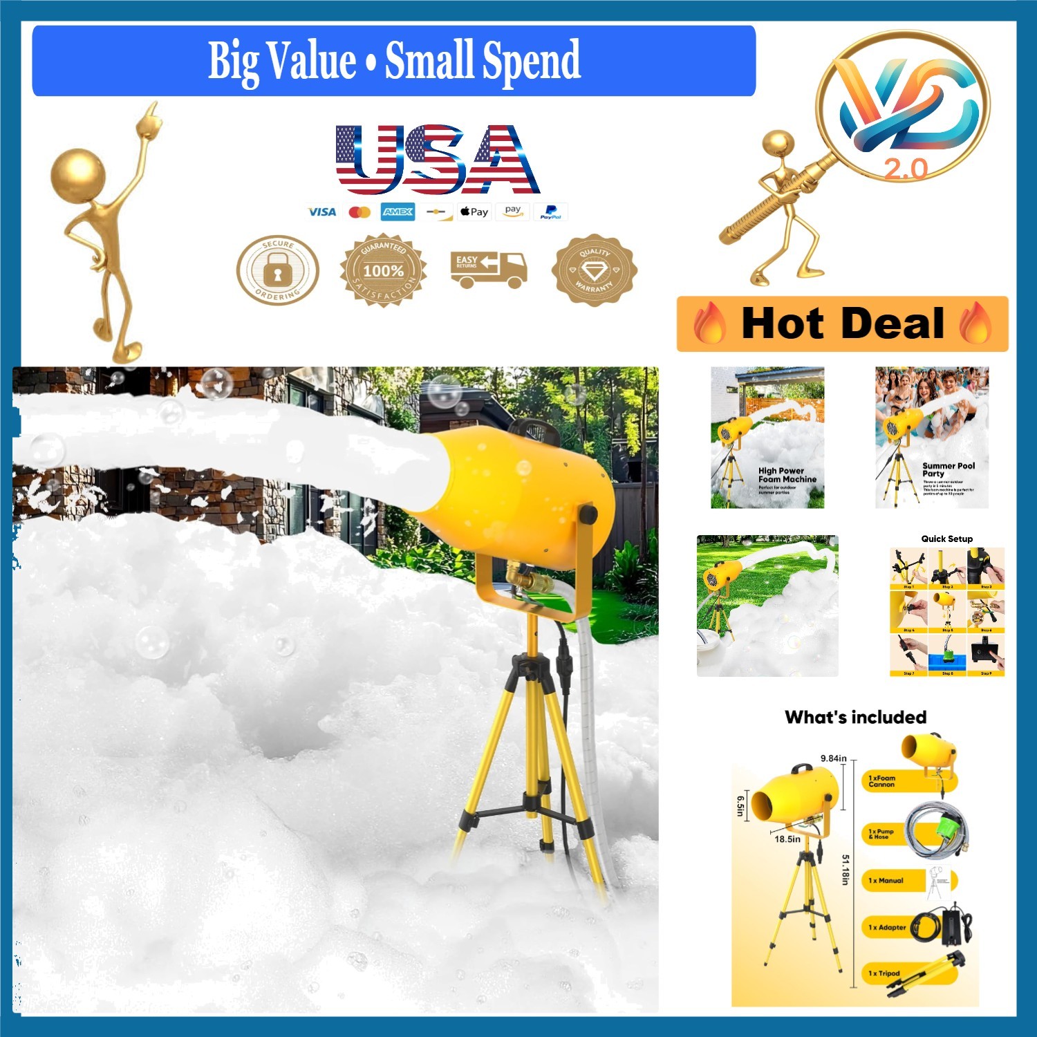 1200W Foam Machine for Party Up to 40 Feet Spray Distance Kids Adults