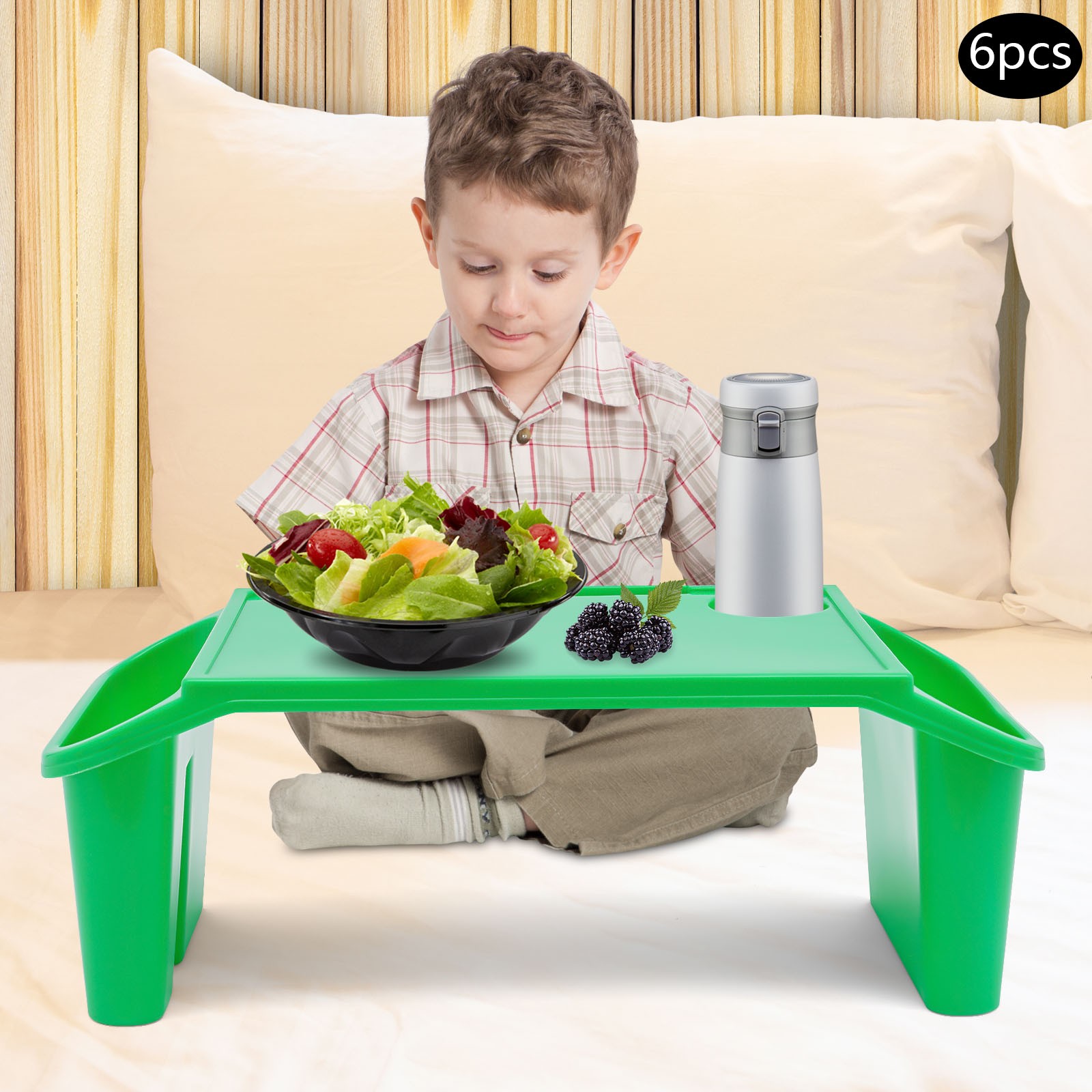 6 Pcs Kids Lap Desk Rectangular Desk Tray for Writing Eating Game Classroom USA