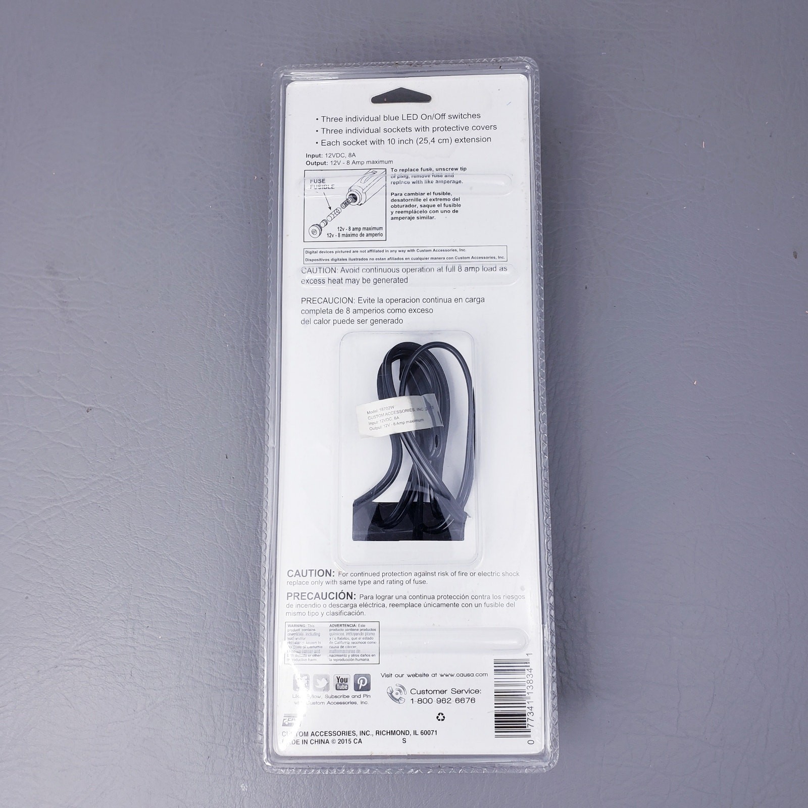 12 volts Triple Socket Power Pod, 3 individual led, Black