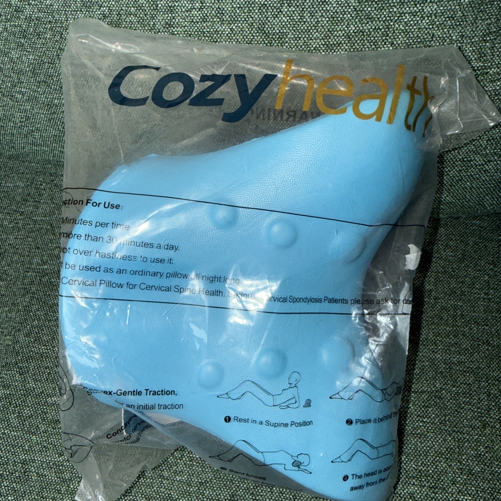 C Shape Neck Cervical Traction Device Cozy Health NEW Blue Stretch Spine