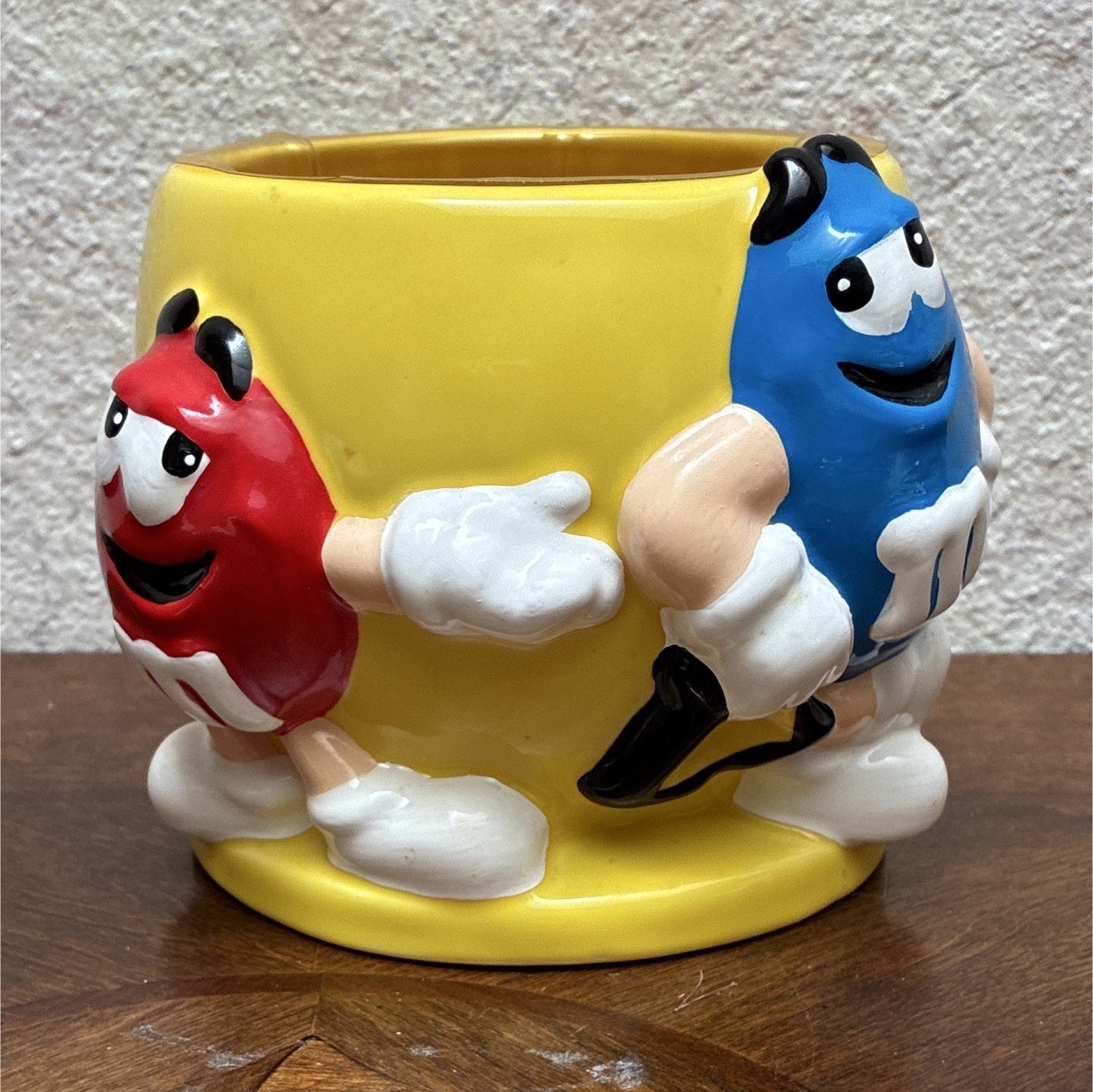 M&M's Yellow Container Red & Blue Characters Candy & Nuts Advertising 1989