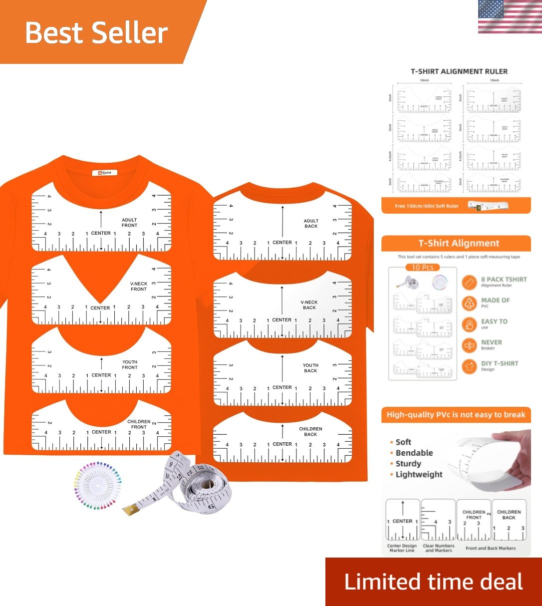 0 PCS T-Shirt Ruler Guide - Tshirt Measurement Tools for Children Youth Adult...