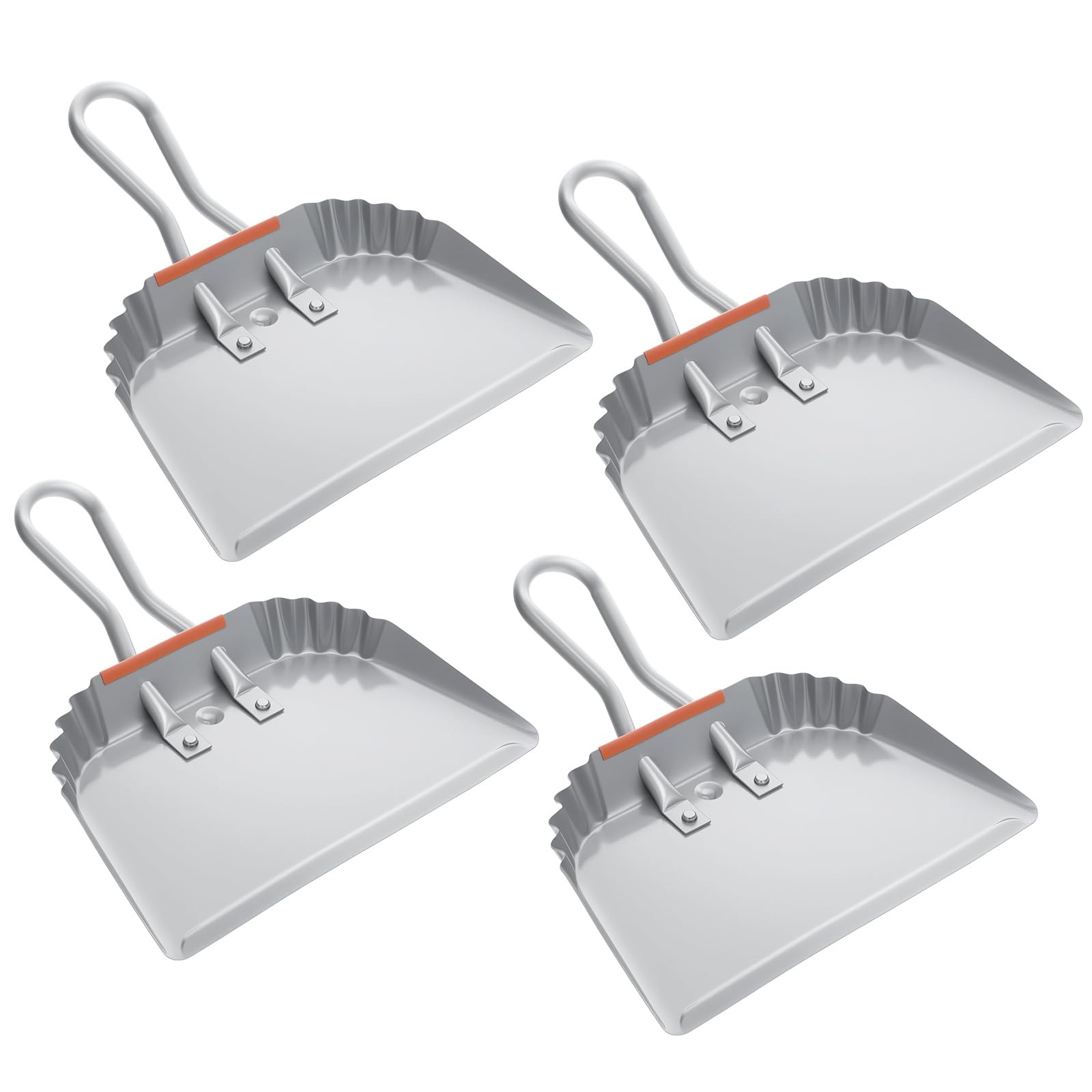 4 Pack 12 inch Heavy Duty Metal Dustpan, Steel Industrial Commercial Dust Pan...