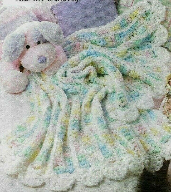 RIBBON CANDY AFGHAN BABY NURSERY DECOR DIGEST SIZE CROCHET PATTERN INSTRUCTIONS