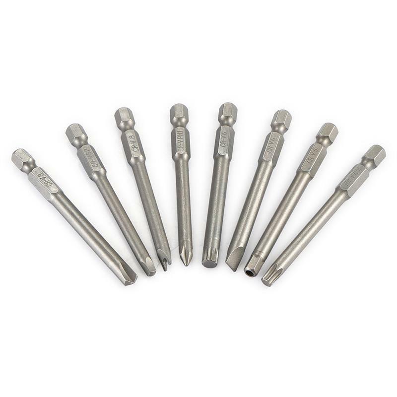 50Pcs Extra Long Security Bits Hex Star Torx Spline Flat Screwdriver Bit Set