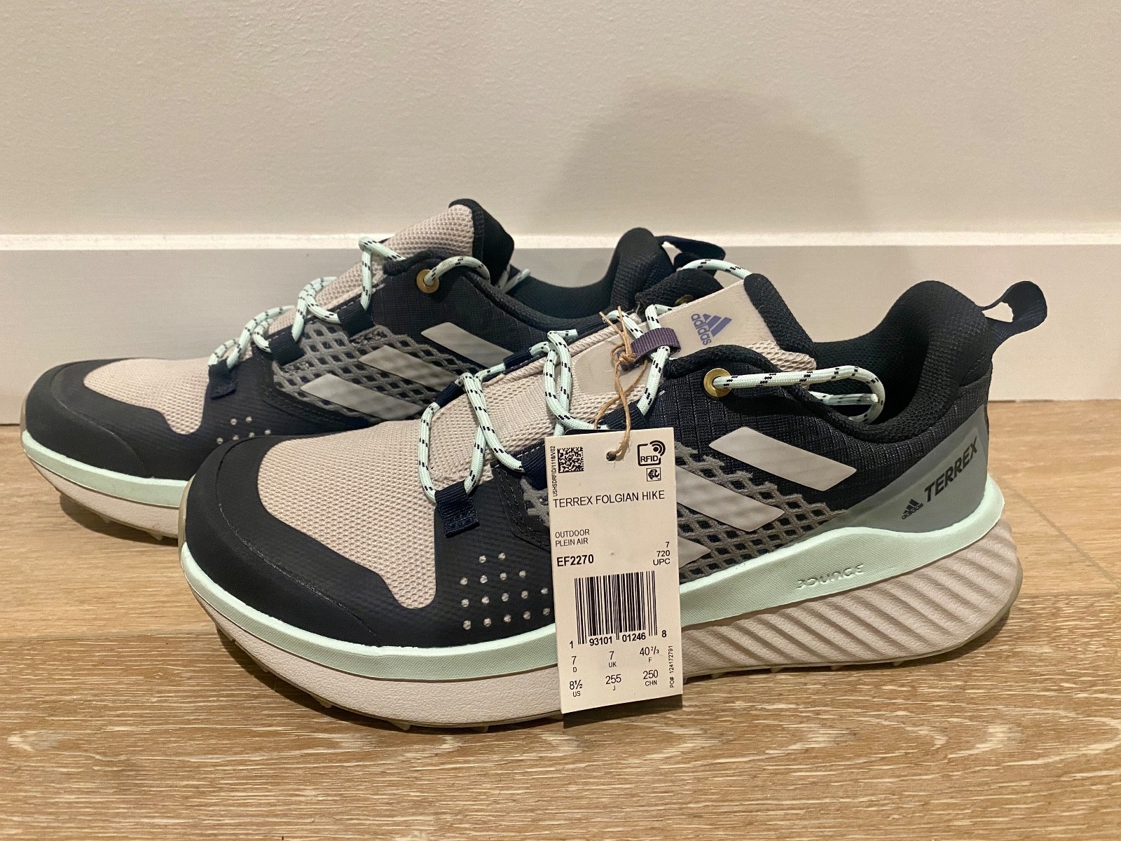 Adidas Terrex Folgian Hiker - Women's Size 8.5 - Trail Shoes EF2270 Grey/Blue