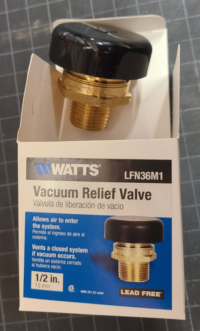 Watts 1/2" Vacuum Relief Valve LFN36M1, N36 (0951263)