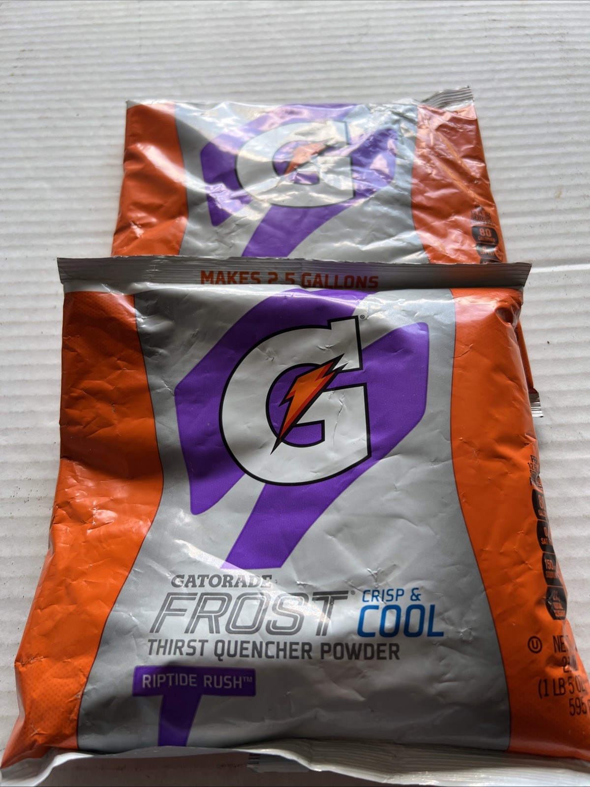 2 packs of Gatorade Frost Riptide Rush Powder, each 21-Ounce Pouch  makes 2.5 Ga
