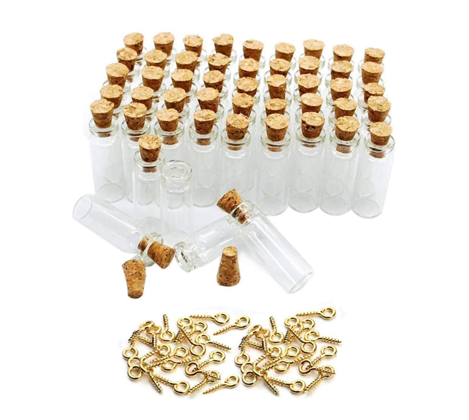 com 60 Pcs 2ml Mini Vials Clear Glass Bottles Jars Tall Tiny Jars with Corks Sto