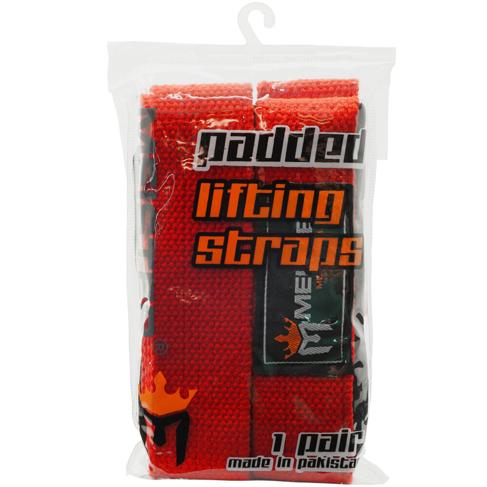 MEISTER WEIGHT LIFTING STRAPS - RED - NEOPRENE-PADDED Wrist Pads NO-SLIP PAIR