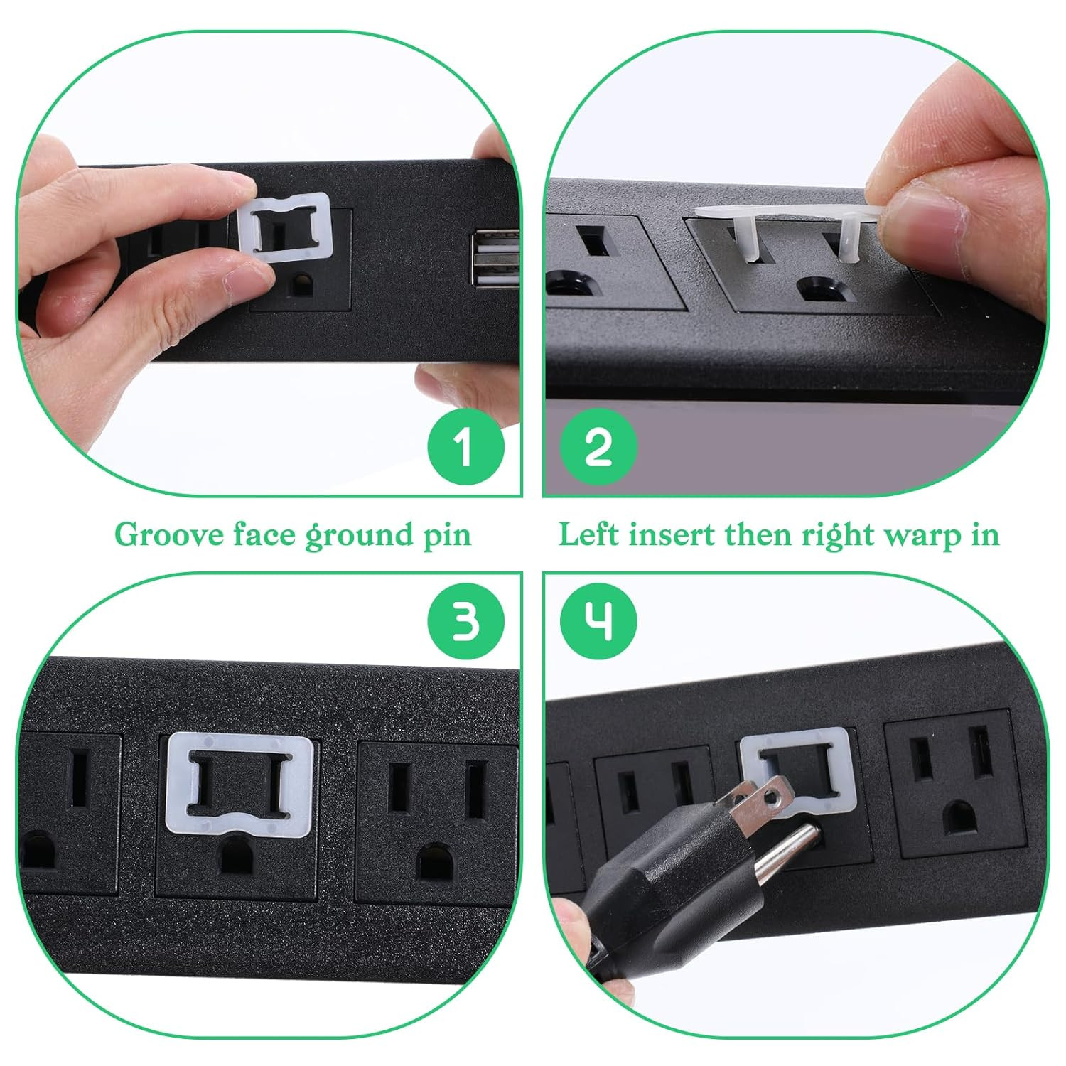 20 Pcs 2 Prong Loose Outlet Fix Plug, Plastic Socket Outlet Tightener Insert Ens