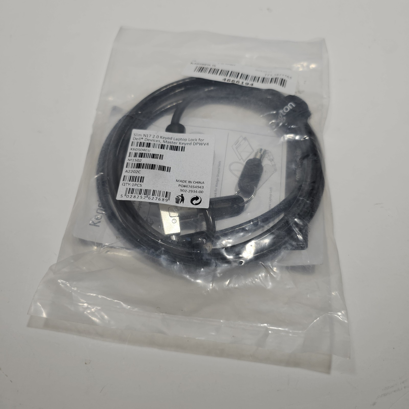 Kensington Slim N17 2.0 Keyed Laptop Lock for Dell devices- Master Keyed DPWV4