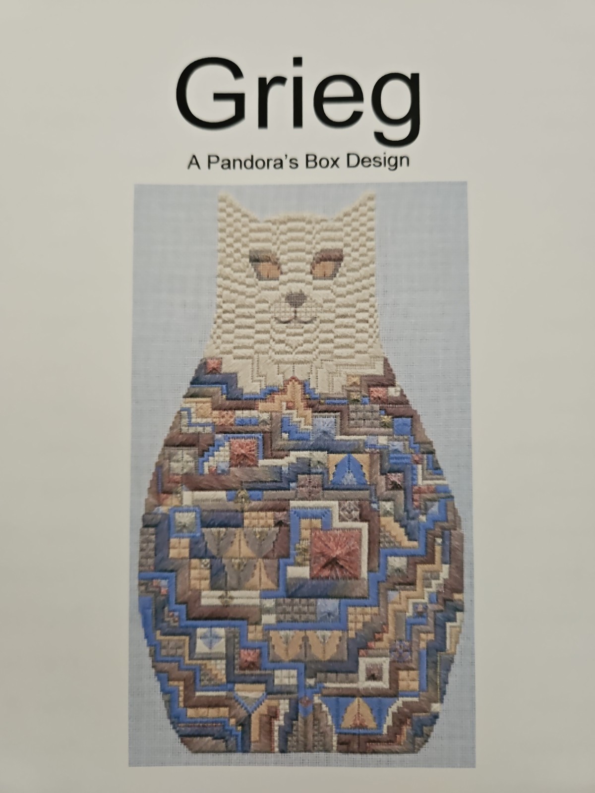 Dakota Rogers GRIEG Cat Counted Congress Cloth Needlepoint Pattern Stitch Guide