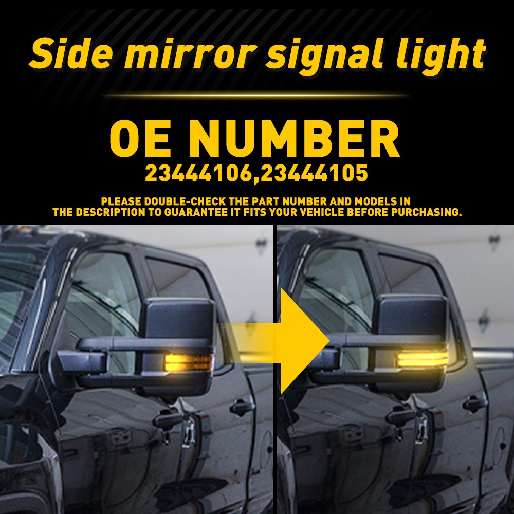 LED Clear Switchback Tow Mirror Signal Lamp For 14-18 Chevy Silverado GMC Sierra