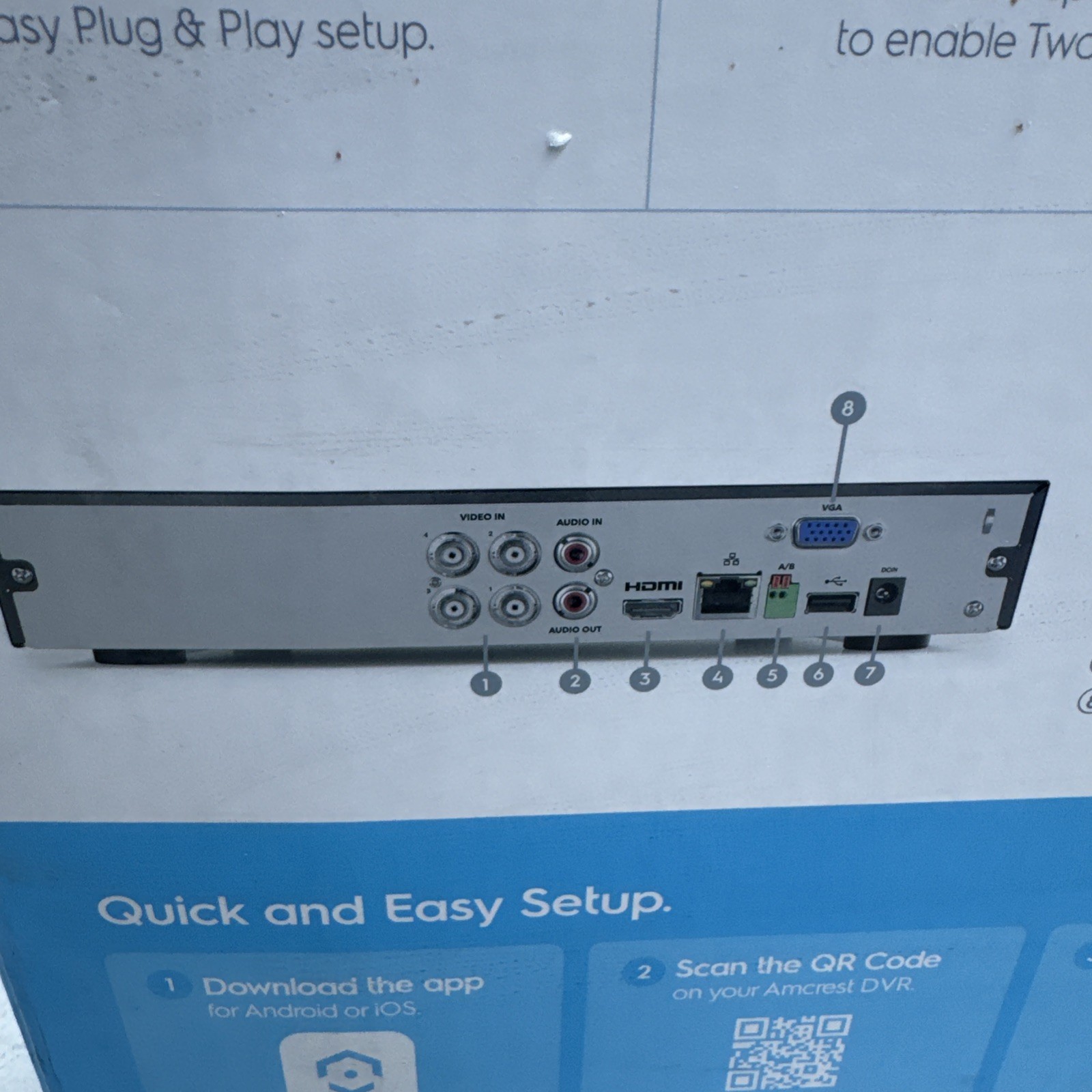 Amcrest 4K 4-Channel DVR AMDV8M4-H5 Security Recorder No HDD