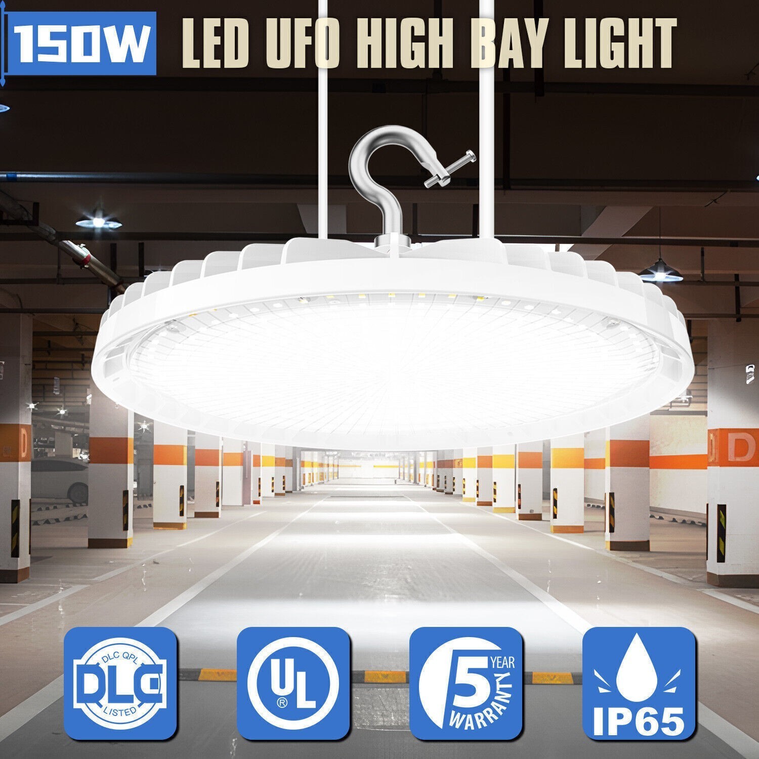 150W UFO Led High Bay Light Industrial Commercial Factory Gym Shop Lamp Dimmable