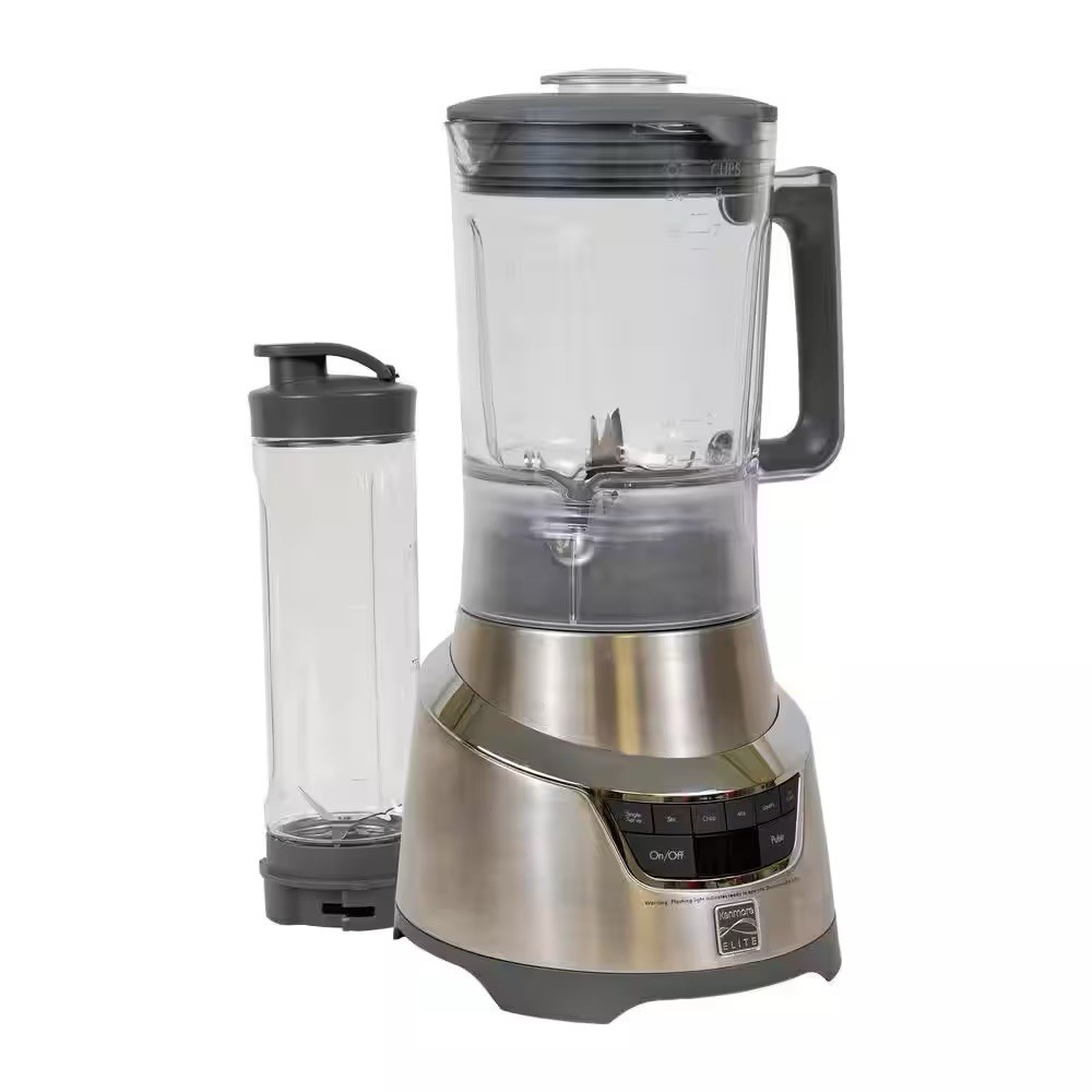Kenmore Elite 1.3 HP Electric Blender 6-Speed w/ Single Serve Cup Silver