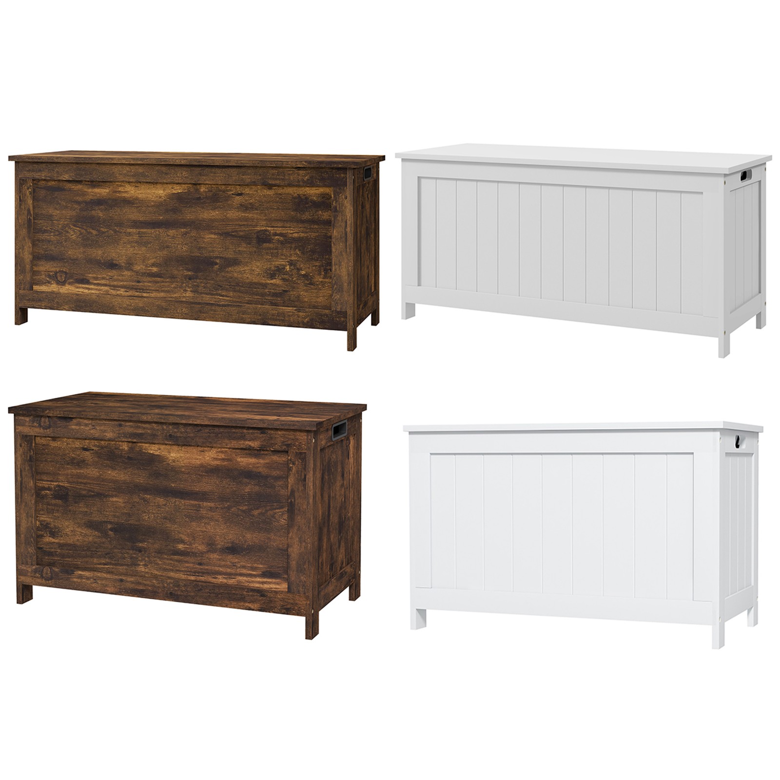 HOMCOM Storage Chest w/ 2 Safety Hinges, Wooden Box