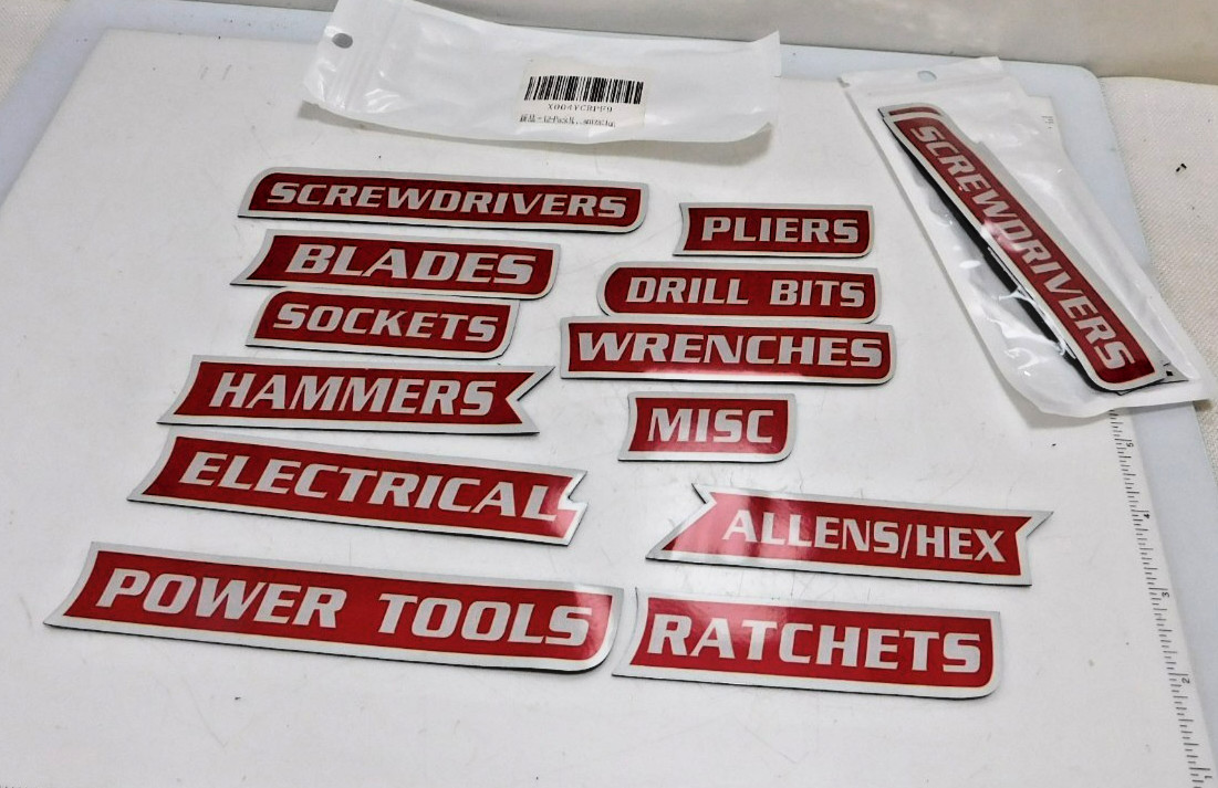 2 x 12 Packs of Red Magnetic Toolbox Labels, 3D Printed Toolbox Drawer Tags