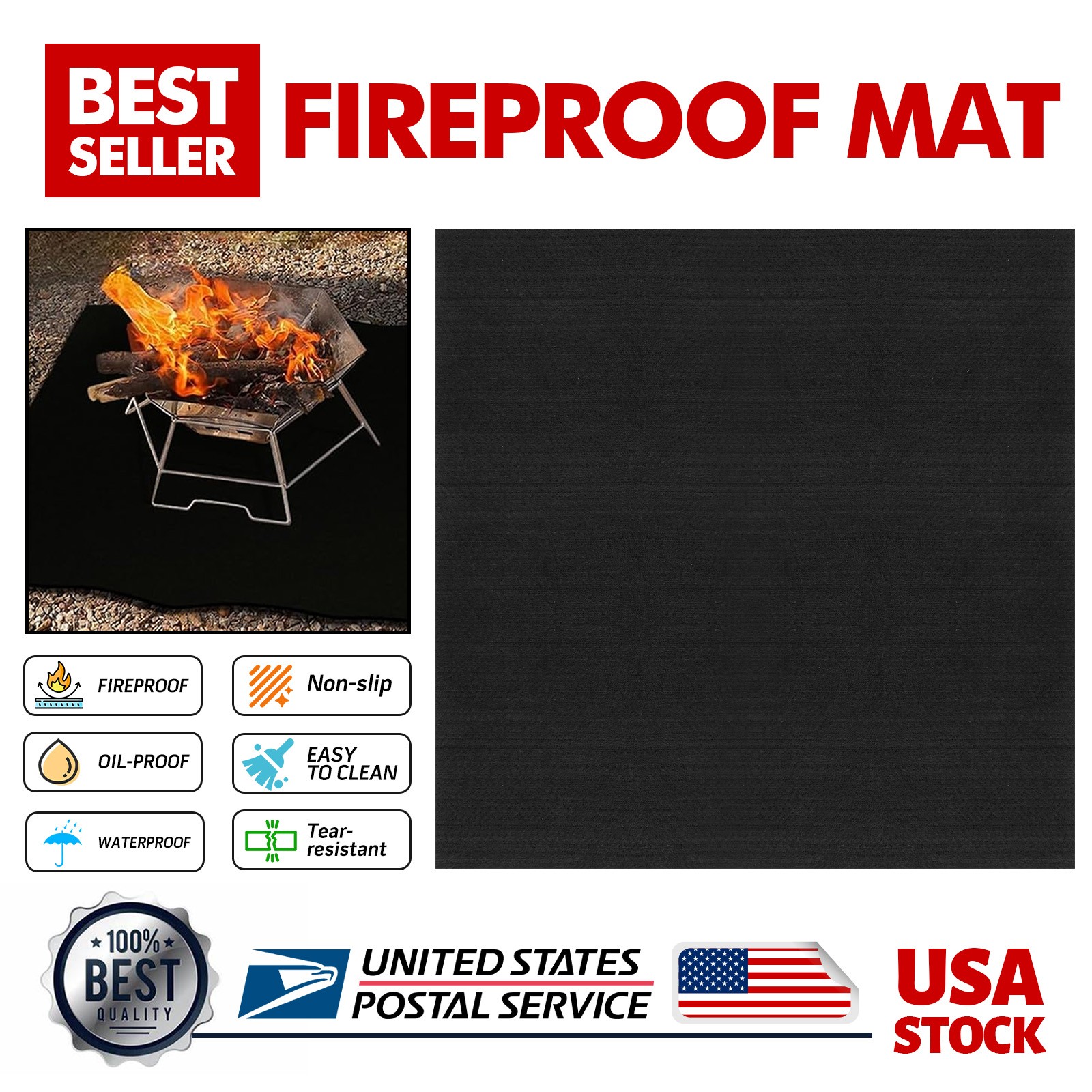 7.9"X7.9" Fireproof Mat Premium Fire Pit Mat Protector Deck Heat-resistant