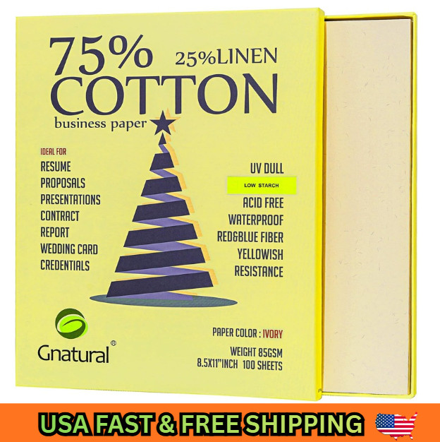 75% Cotton 25% Linen Business Paper Ivory 85Gsm 8.5"W X 11"L Resume Paper Won'T