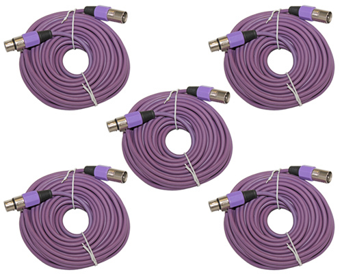 5 PACK lot shielded 3pin XLR audio mic microphone audio extension cable 50' foot