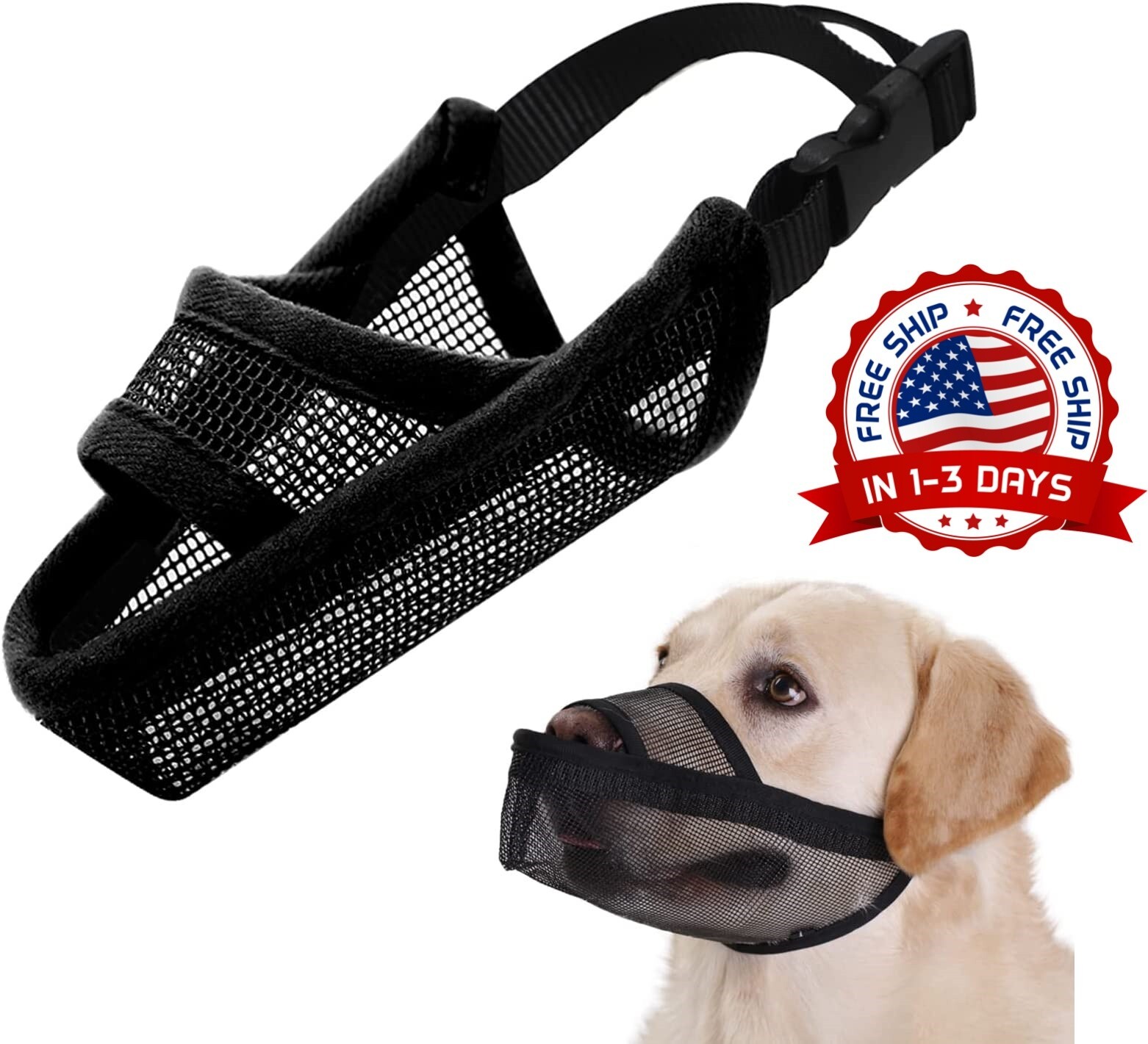 Bozal para Perros de Malla Suave con Correas Ajustables para Prevenir Mordidas