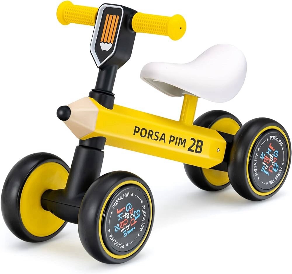 Baby Balance Bike for 12-36 Month,4 Silence Wheels Soft Seat ( Yellow)