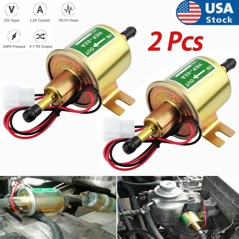 2 Pcs 12V Electric Fuel Pump HEP-02A Universal Inline Low Pressure Gas Diesel