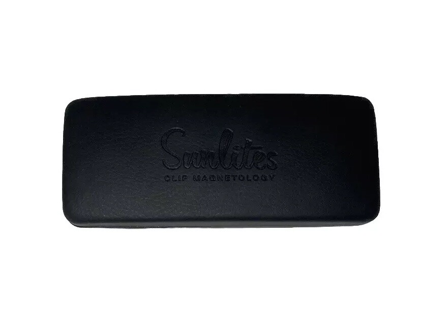 NEW Sunlites Matte Black Hard Clamshell Eyeglasses Case Spring Closure