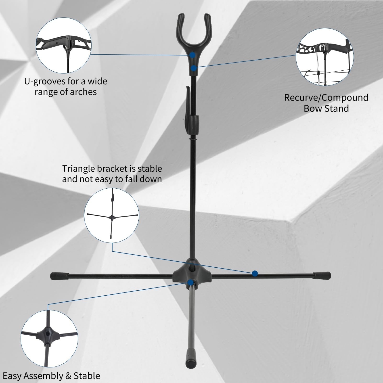 Archery Bow Stand - 14.6" Height Lightweight Bow Stand, Foldable Bow Rack Holder