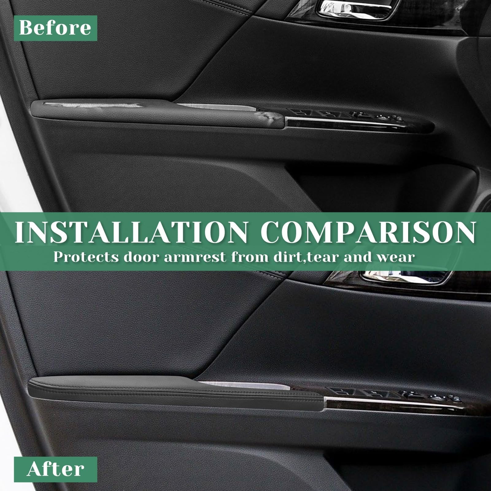 4PCS Door Panel Armrest Cover Replacement Compatible with Honda Accord 2013-2...