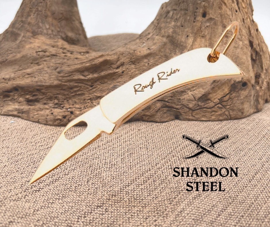 Rough Rider Mini Brass Finish Folding Pocket Knife RR163 Micro 1.12" Overall