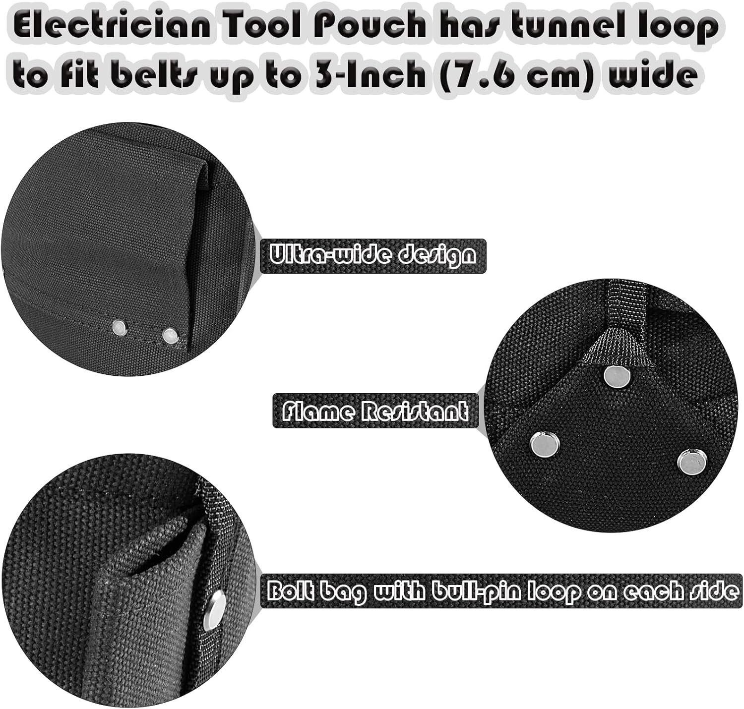 Black Flame retardant tool kit with replacement probe tip hole Protective Bag
