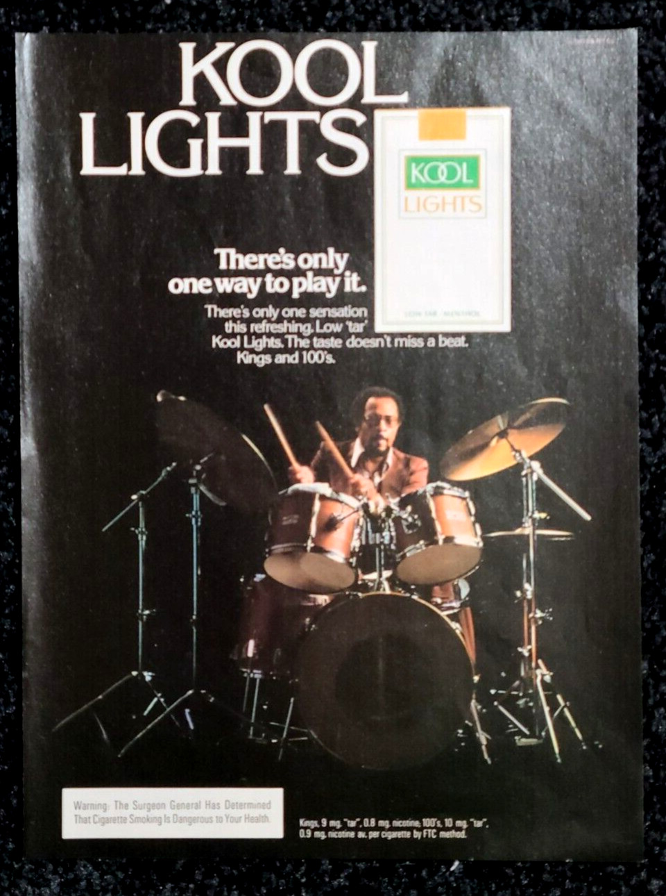 Kool Lights Menthol Cigarette 1982 Vintage Print Ad Drummer Band